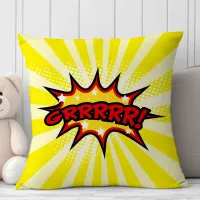 Superhero Comic Book Grrr Cartoon Throw Pillow