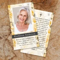 Yellow Flowers Funeral Memorial Prayer Card