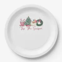 Tis The Season Merry Christmas Cute Xmas Coffee Ch Paper Plates