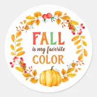 Fall is my Favorite Color Autumn Leaves Pumpkin Classic Round Sticker