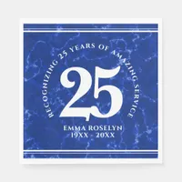 Elegant Blue Marble 25 Years Work Anniversary Napkins