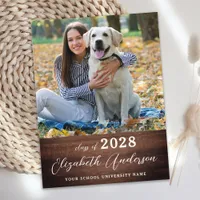 Rustic Simple Photo Personalized Graduation Announcement Postcard
