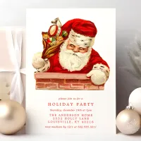 Vintage Santa Claus Chimney Retro Holiday Party Invitation