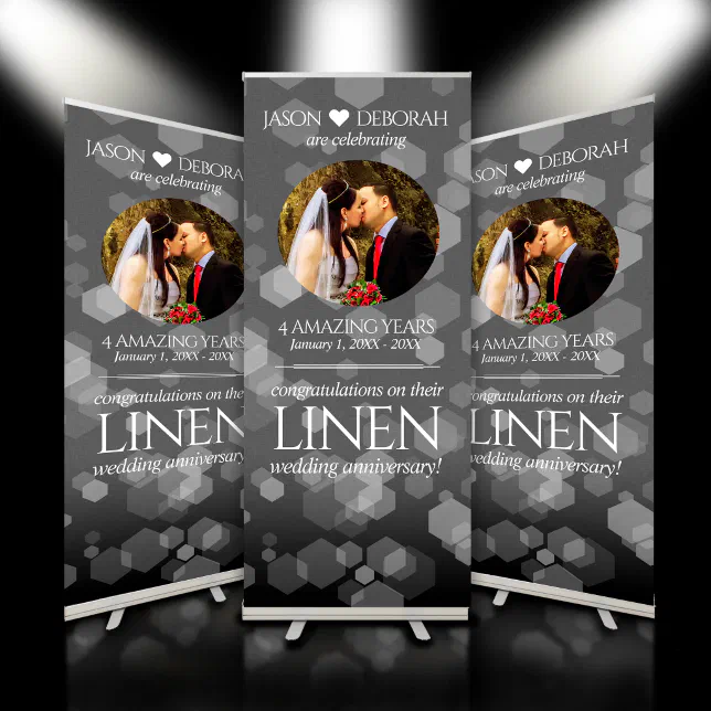 Elegant 4th Linen Wedding Anniversary Celebration Retractable Banner