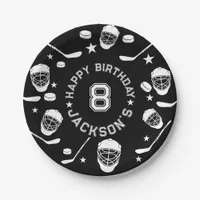 Hockey black and White Themed Kids Birthday Party Paper Plates