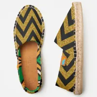 Zigzag Faux Gold Glitter Image Pattern, ZEA Espadrilles