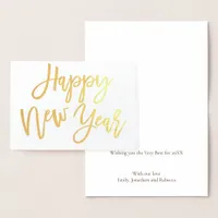 Calligraphy Happy New Year Gold Real Foil Card