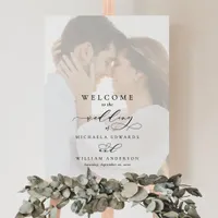 Elegant Modern Calligraphy Photo Wedding Welcome Foam Board