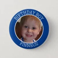 Personalized Birthday Party for Boy Name and Photo Button