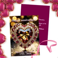 Elegant Opulent Heart Gemstone Wedding Anniversary Card