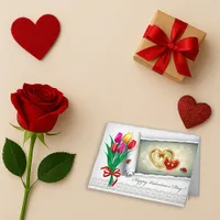 Golden Heart Tulip Valentine Greeting Card