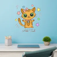 Cute Orange Cat with Personalized Text Wall Decal