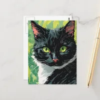 Beautiful Black and White Cat Postcard