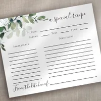 Eucalyptus Bridal Shower Recipe Card