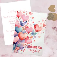 Whimsical Heart Balloon Watercolor Love Message Card