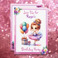 Ballet Themed Girl's Birthday Party Invitation