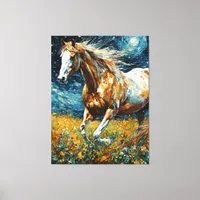 Galloping Pinto Stallion Van Gogh Canvas Print