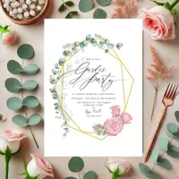 Elegant Eucalyptus and Pink Roses Garden Party Invitation