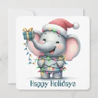 Funny Elephant Holiday Greeting Card