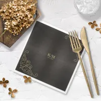 Fine Filigree Gold Corner Border Wedding ID871 Napkins