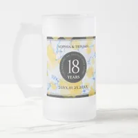 Elegant 18th Porcelain Wedding Anniversary Frosted Glass Beer Mug