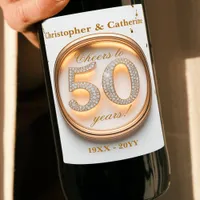 Elegant Gold & White 50th Anniversary Celebration Wine Label