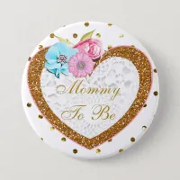 Pink and Gold Mommy to Be Baby Shower Button