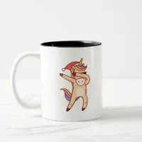 unicorn christmas Two-Tone coffee mug