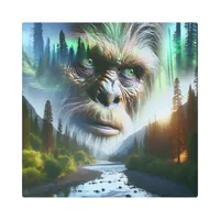 Bigfoot, Mountains, River and Forest Metal Print
