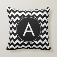 Elegant Black and White Chevron Throw Pillow