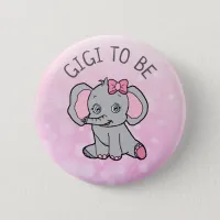 Pink Elephant Themed Gigi to Be Baby Shower Button