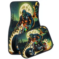 Bigfoot Rides a Roaring Motorbike Car Floor Mat