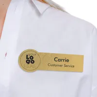 Custom Business Logo Gold Leather Staff Name Tag