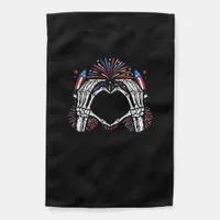 Skeleton Hand Heart USA Patriotic American Bold  Garden Flag