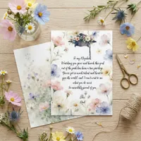 Watercolor Pastel Floral Graduation Cap Poem Card