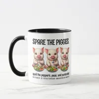 Cute Spare the Piggies Eating Salads Mug