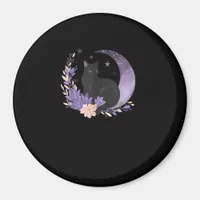 Cat Witchy Moon Flowers Pastel Goth Goblincore Magnet