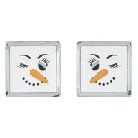 Sexy Snowwoman Snowman Fun Christmas Novelty Cufflinks