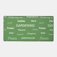 Gardening Words Pattern Green Modern Garden Themed Desk Mat