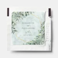 Elegant Marble Eucalyptus Geometric Wedding Hand Sanitizer Packet