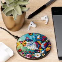 Colorful Cat and Butterfly   Wireless Charger