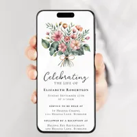 Floral Boho Funeral Digital Evite Invitation