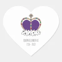 Royal Crown Queen Elizabeth   Heart Sticker