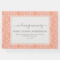 In Loving Memory Coral Floral Pattern Funeral Guest Book