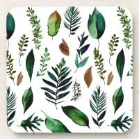 Green Foliage Botanical Nature  Beverage Coaster