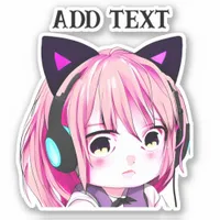 Cute Anime Girl with Cat Ears Sticker