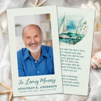 Memorial Photo Ocean Sail Boat Funeral Prayer Card