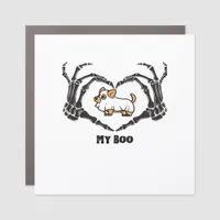 My Boo Chihuahua Costume With Skeleton Heart Hands Car Magnet