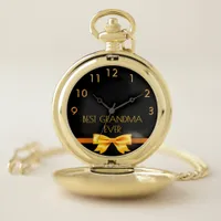 Grandmother black gold bow pocket watch
