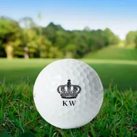 Black royal crown monogram initials golf balls